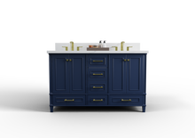 Load image into Gallery viewer, Windsor 59.5 Double in All Wood Vanity in Navy Blue - Cabinet Only