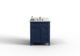 Kensington 29.5 Right Drawers in All Wood Vanity in Navy Blue - Cabinet Only