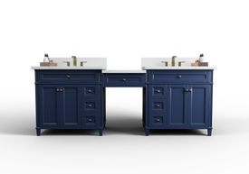 Kensington 96 inch All Wood Vanity in Navy Blue - Cabinet Only