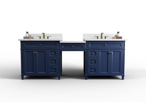 Kensington 96 inch All Wood Vanity in Navy Blue - Cabinet Only