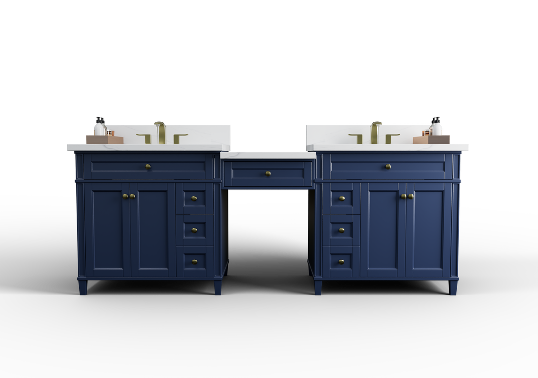 Kensington 96 inch All Wood Vanity in Navy Blue - Cabinet Only