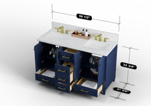 Load image into Gallery viewer, Windsor 59.5 Double in All Wood Vanity in Navy Blue - Cabinet Only