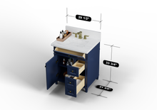 Load image into Gallery viewer, Kensington 29.5 Right Drawers in All Wood Vanity in Navy Blue - Cabinet Only