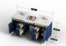 Load image into Gallery viewer, Kensington 84 in All Wood Vanity in Navy Blue - Cabinet Only