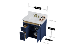 Load image into Gallery viewer, Kensington 35.5 Left Drawers in All Wood Vanity in Navy Blue - Cabinet Only SFD
