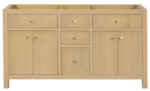 Bristol 59.5 in. Double Sink All Wood Vanity in Natural White Ash - Cabinet Only