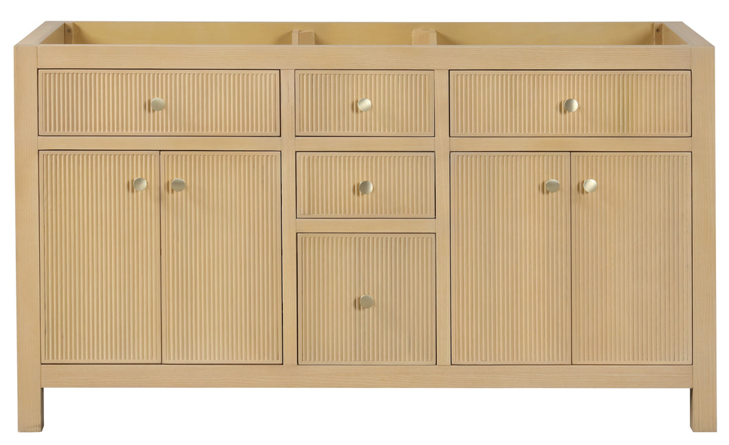 Bristol 59.5 in. Double Sink All Wood Vanity in Natural White Ash - Cabinet Only