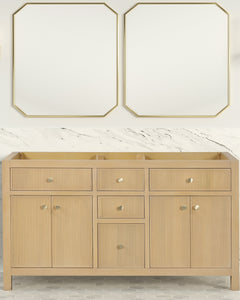 Bristol 59.5 in. Double Sink All Wood Vanity in Natural White Ash - Cabinet Only