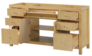 Bristol 59.5 in. Single Sink All Wood Vanity in Natural White Ash - Cabinet Only