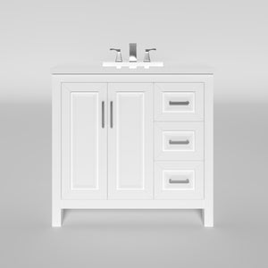 Kennesaw 35.5 inch Bathroom Vanity in White- Cabinet Only