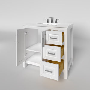 Kennesaw 35.5 inch Bathroom Vanity in White- Cabinet Only