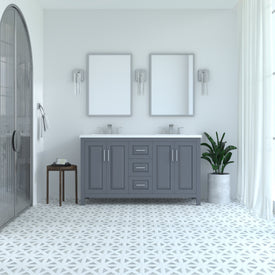 Kennesaw 59.5 inch Double Bathroom Vanity in Charcoal- Cabinet Only
