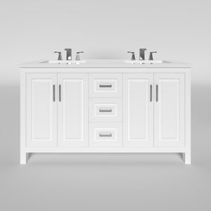 Kennesaw 59.5 inch Double Bathroom Vanity in White- Cabinet Only