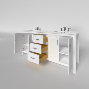 Kennesaw 71.5 inch Double Bathroom Vanity in White- Cabinet Only
