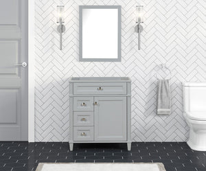 Kensington 30 Left in Solid Wood Vanity in Metal Gray - Cabinet Only Ethan Roth