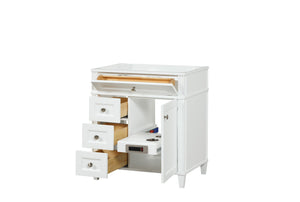 Kensington 30 Left Drawers in Solid Wood Vanity in Bright White - Cabinet Only Ethan Roth