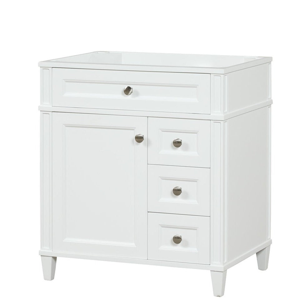 Kensington 30 Right Drawers in Solid Wood Vanity in Bright White - Cabinet Only Ethan Roth