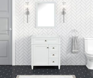 Kensington 30 Right Drawers in Solid Wood Vanity in Bright White - Cabinet Only Ethan Roth
