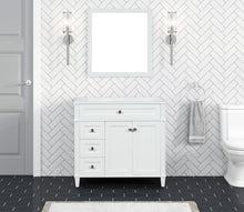 Load image into Gallery viewer, Kensington 35.5 Left Drawers in All Wood Vanity in Bright White - Cabinet Only ER VANITIES