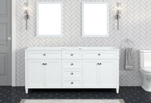Kensington 72 in Solid Wood Vanity in White - Cabinet Only Ethan Roth