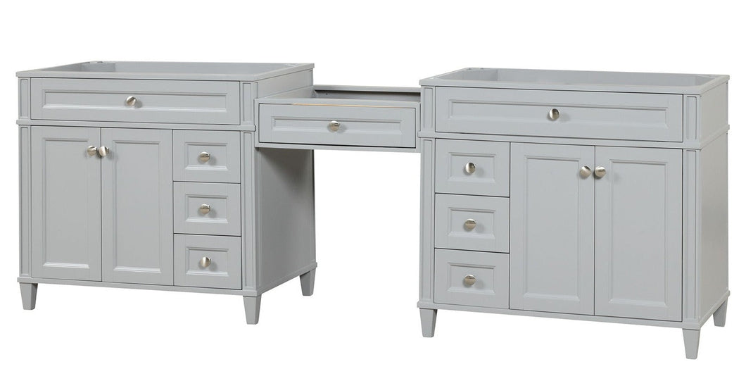 Kensington 96 inch Solid Wood Vanity in Gray- Cabinet Only Ethan Roth
