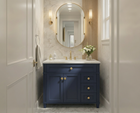 Kensington 35.5 Right Drawers in All Wood Vanity in Navy Blue - Cabinet Only SFD