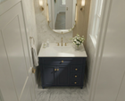Kensington 35.5 Right Drawers in All Wood Vanity in Navy Blue - Cabinet Only SFD