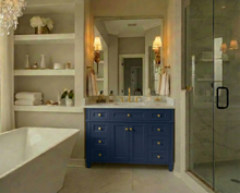 Load image into Gallery viewer, Kensington 41.5 in All Wood Vanity in Navy Blue - Cabinet Only