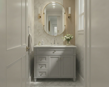 Load image into Gallery viewer, Kensington 35.5 Left in All Wood Vanity in Metal Gray - Cabinet Only SFD