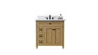 Kensington 35.5 Left Drawers in All Wood Vanity in Desert Oak - Cabinet Only
