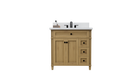 Kensington 35.5 Right Drawers in All Wood Vanity in Desert Oak - Cabinet Only