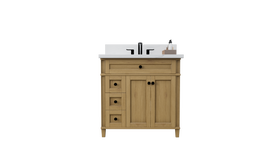 Kensington 35.5 Left Drawers in All Wood Vanity in Desert Oak - Cabinet Only