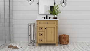 Kensington 29.5 Left Drawers in All Wood Vanity in Desert Oak - Cabinet Only