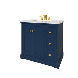 Marietta 35.5 inch Bathroom Vanity in Blue- Cabinet Only