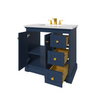 Marietta 35.5 inch Bathroom Vanity in Blue- Cabinet Only