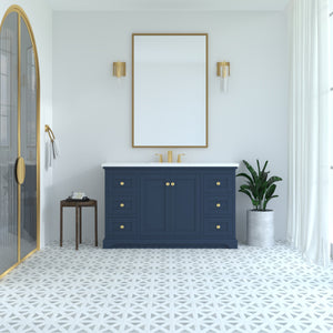 Marietta 53.5 inch Single Bathroom Vanity in Blue- Cabinet Only