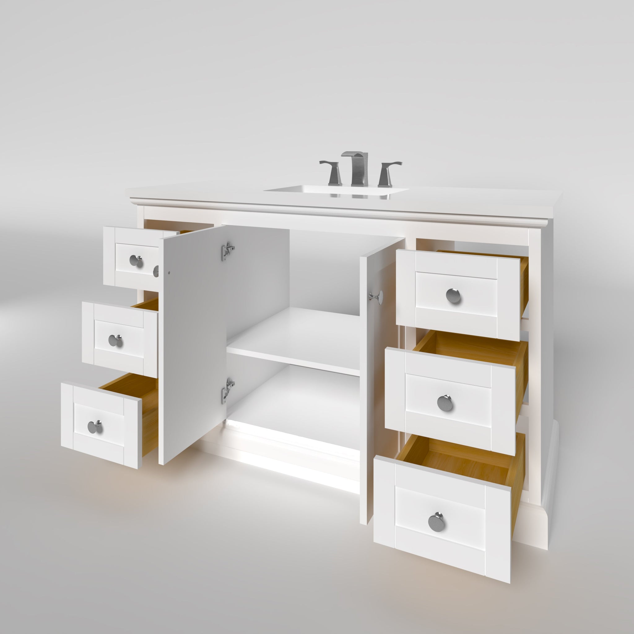 53 Vanity Marietta 53.5 inch Single Bathroom Vanity in White- Cabinet Only