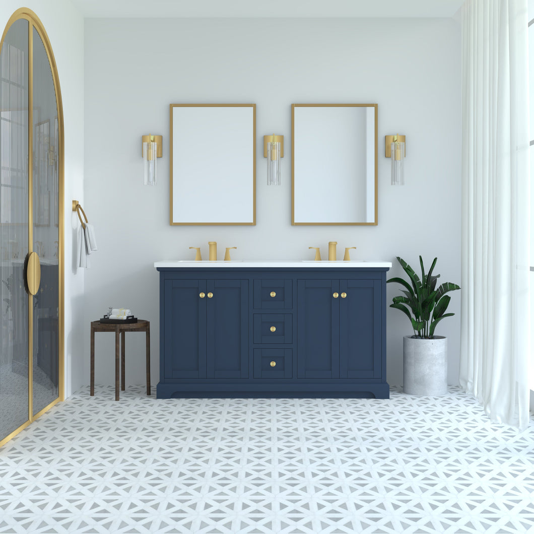Marietta 59.5 inch Double Bathroom Vanity in Blue- Cabinet Only