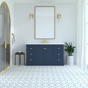 Marietta 59.5 inch Single Bathroom Vanity in Blue- Cabinet Only
