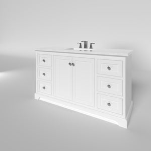 Marietta 59.5 inch Single Bathroom Vanity in White- Cabinet Only