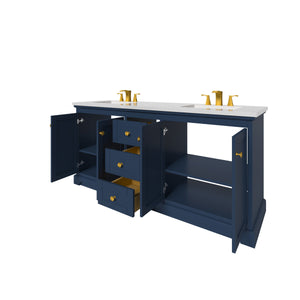 Marietta 71.5 inch Double Bathroom Vanity in Blue- Cabinet Only