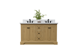 Marietta 59.5 inch Double Bathroom Vanity in Desert Oak - Cabinet Only