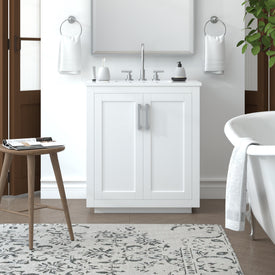 Nearmé Miami 29.5 Inch Bathroom Vanity- White Wyndham Collection Miranda