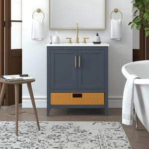Nearmé New York 29.5 Inch Bathroom Vanity in Blue- Cabinet Only