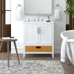 Nearmé New York 29.5 Inch Bathroom Vanity in White- Cabinet Only