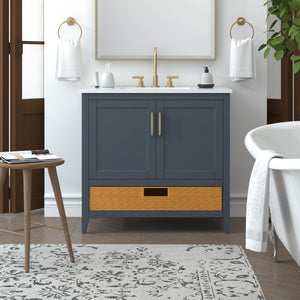 Nearmé New York 35.5 Inch Bathroom Vanity in Blue- Cabinet Only
