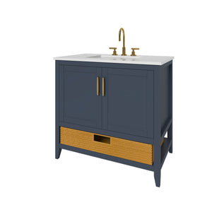 Nearmé New York 35.5 Inch Bathroom Vanity in Blue- Cabinet Only