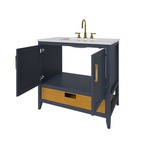 Nearmé New York 35.5 Inch Bathroom Vanity in Blue- Cabinet Only