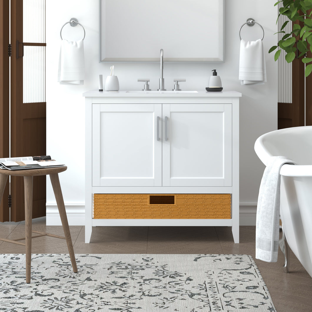 Nearmé New York 35.5 Inch Bathroom Vanity in White- Cabinet Only
