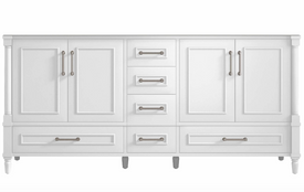 Atlanta 71.5 inch Double Bathroom Vanity in White- Cabinet Only